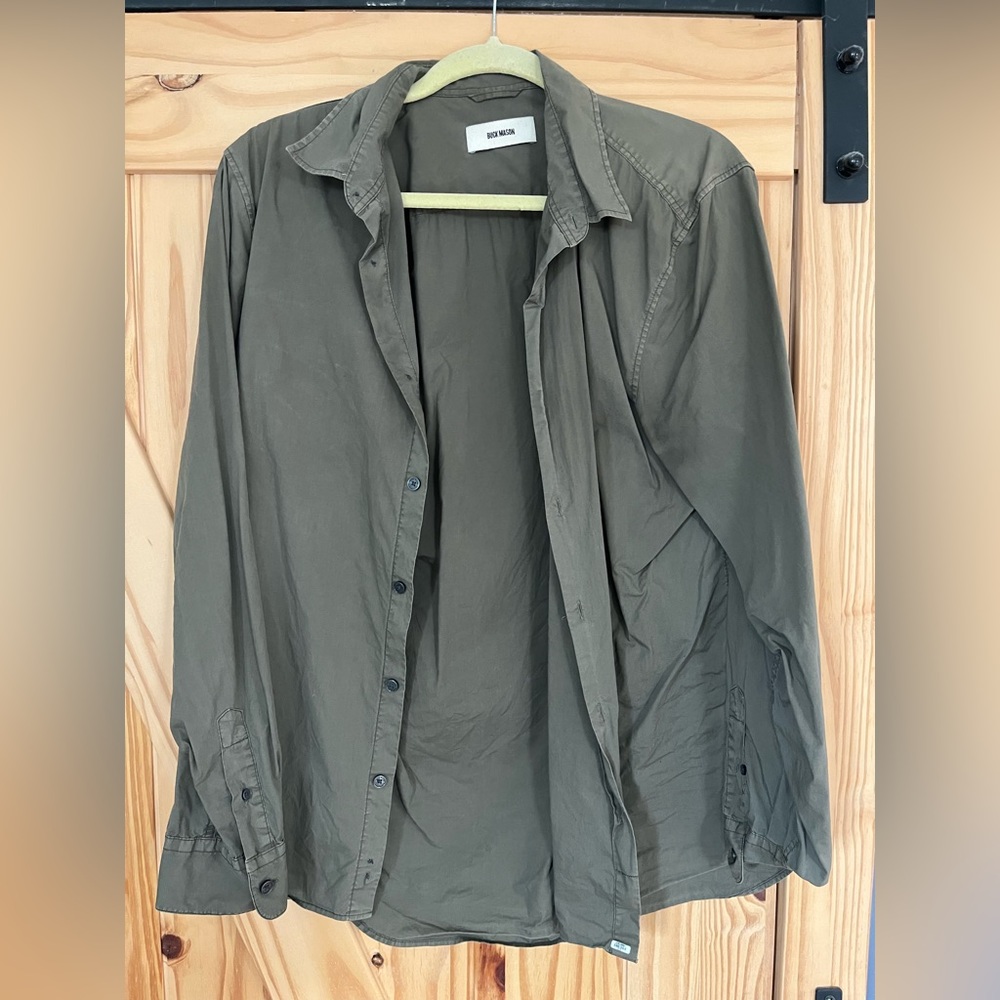 Buck Mason Army Green Button Down Shirt